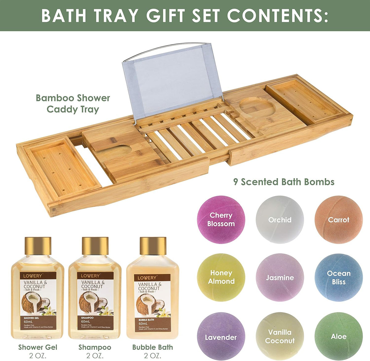Bamboo Bathtub Caddy Tray with Book & Wine Holder, Expandable, Pack of 2 K33542
