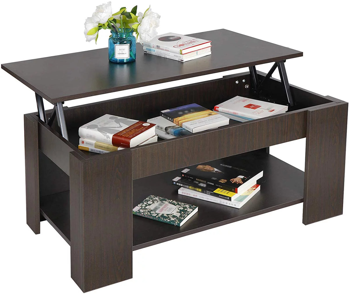 Lift Top Coffee Table with Hidden Storage Brown F6745