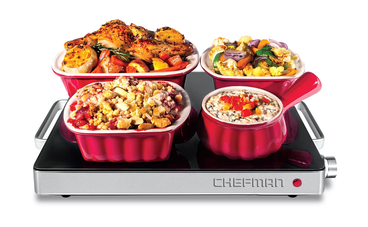 Compact Glasstop Warming Tray with Adjustable Temperature Control E1606