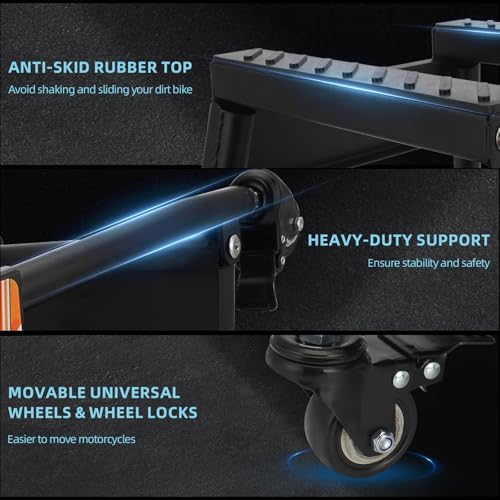 Black Movable Dirt Bike Stand with Wheels O9587