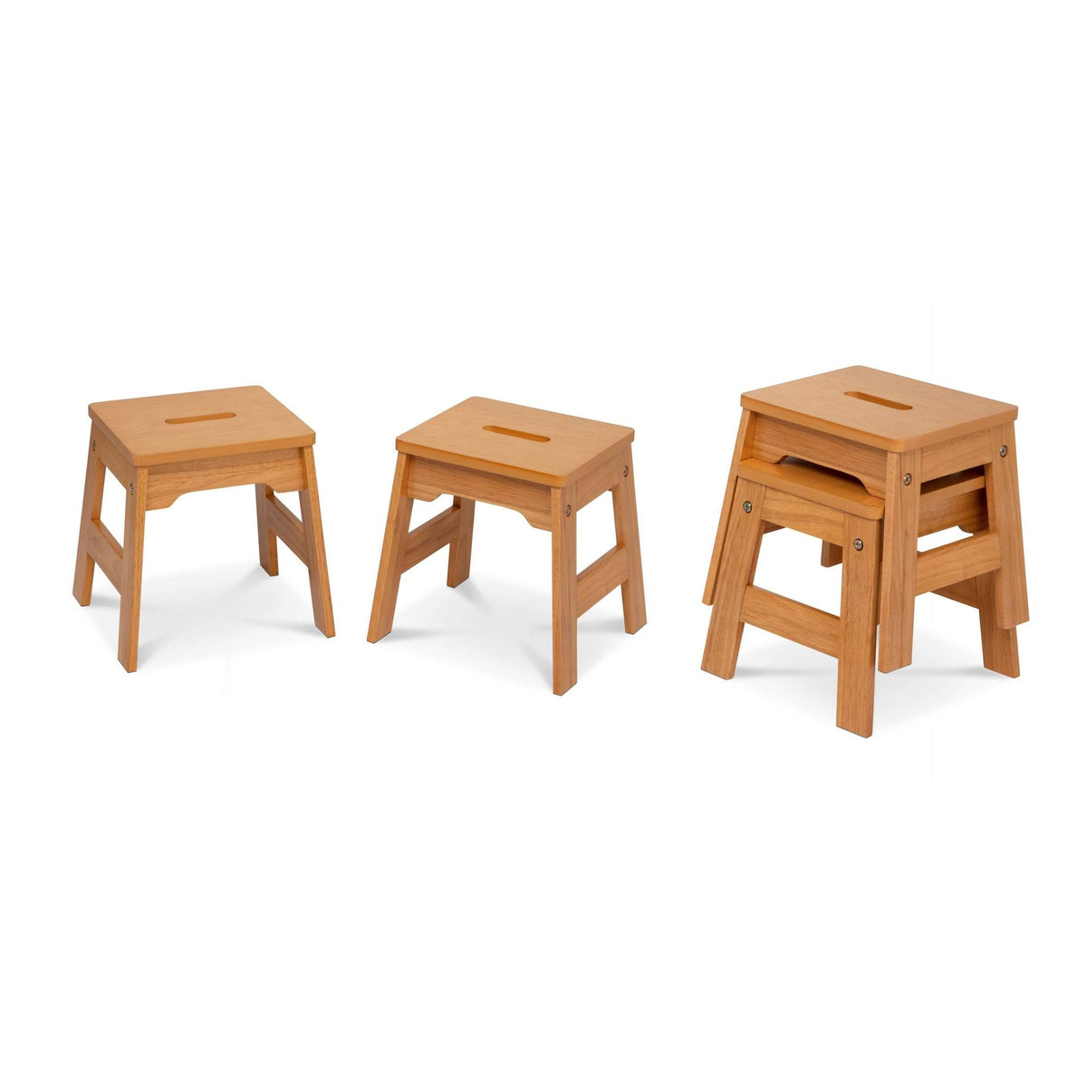 Natural Wooden Stools - Set of 4 E126