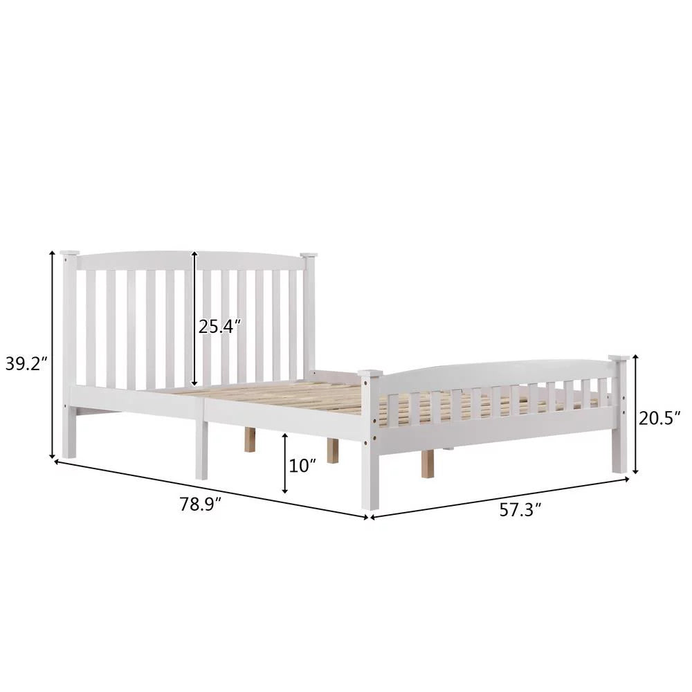Full Solid Pine Wood Bed Frame with Wood Slats Y24057