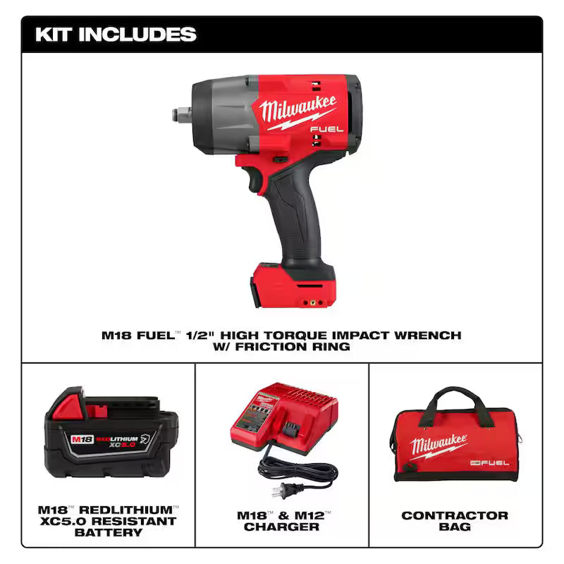 18V Lithium-Ion Brushless Cordless 1/2 in. Impact Wrench with Friction Ring Kit D7159