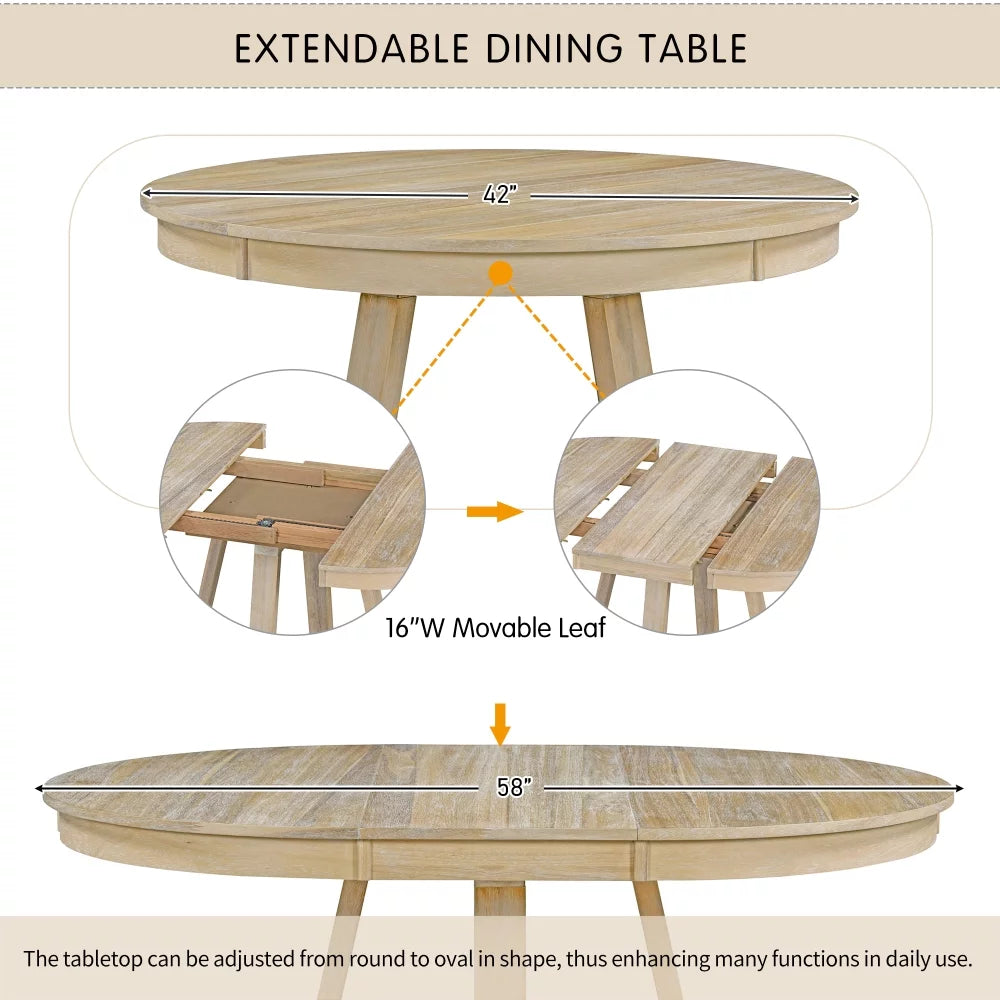 5-Piece Round Dining Set with 4 Upholstered Chairs T79813