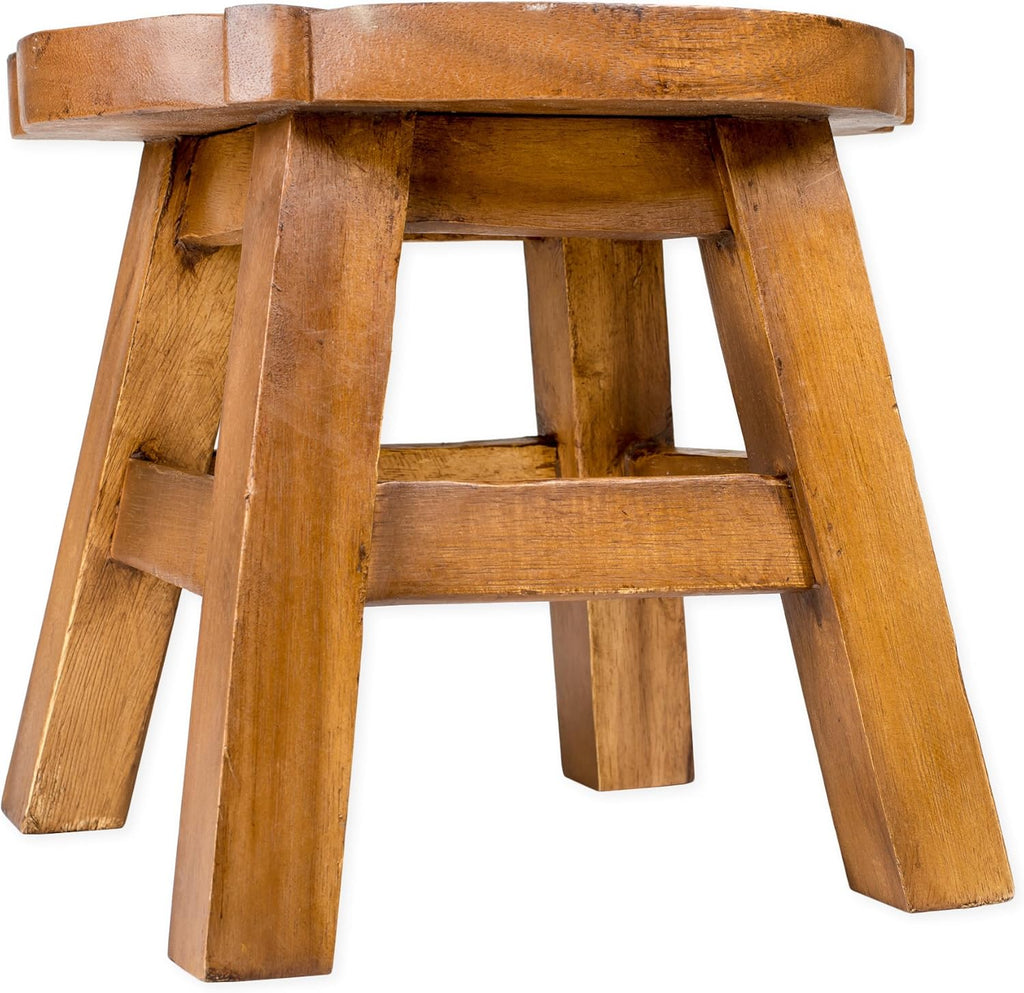 Hand Carved Acacia Hardwood Decorative Short Stool W72501