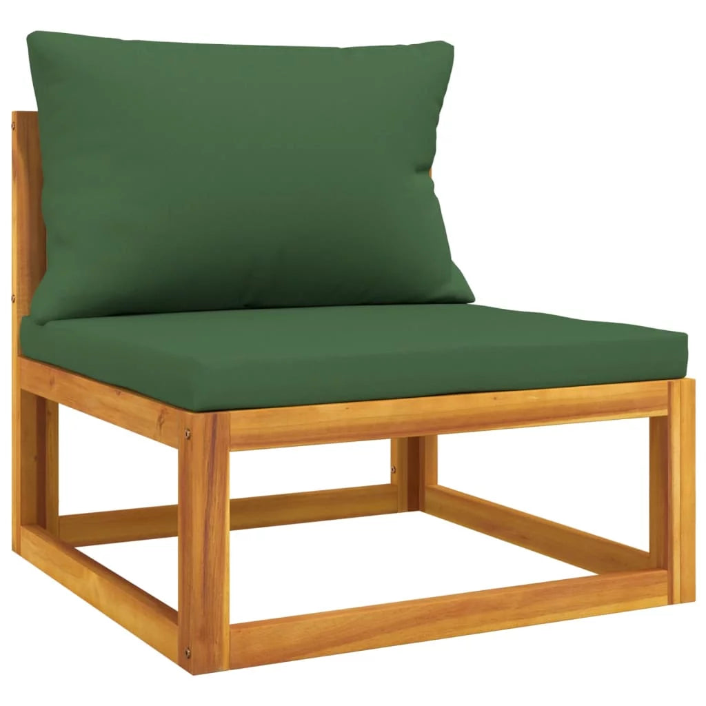 5 Piece Patio Set with Green Cushions Solid Wood D90381