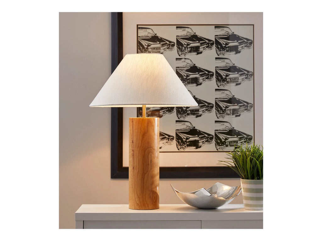 Table Lamp with Oak Wood and Brass Accent I705436