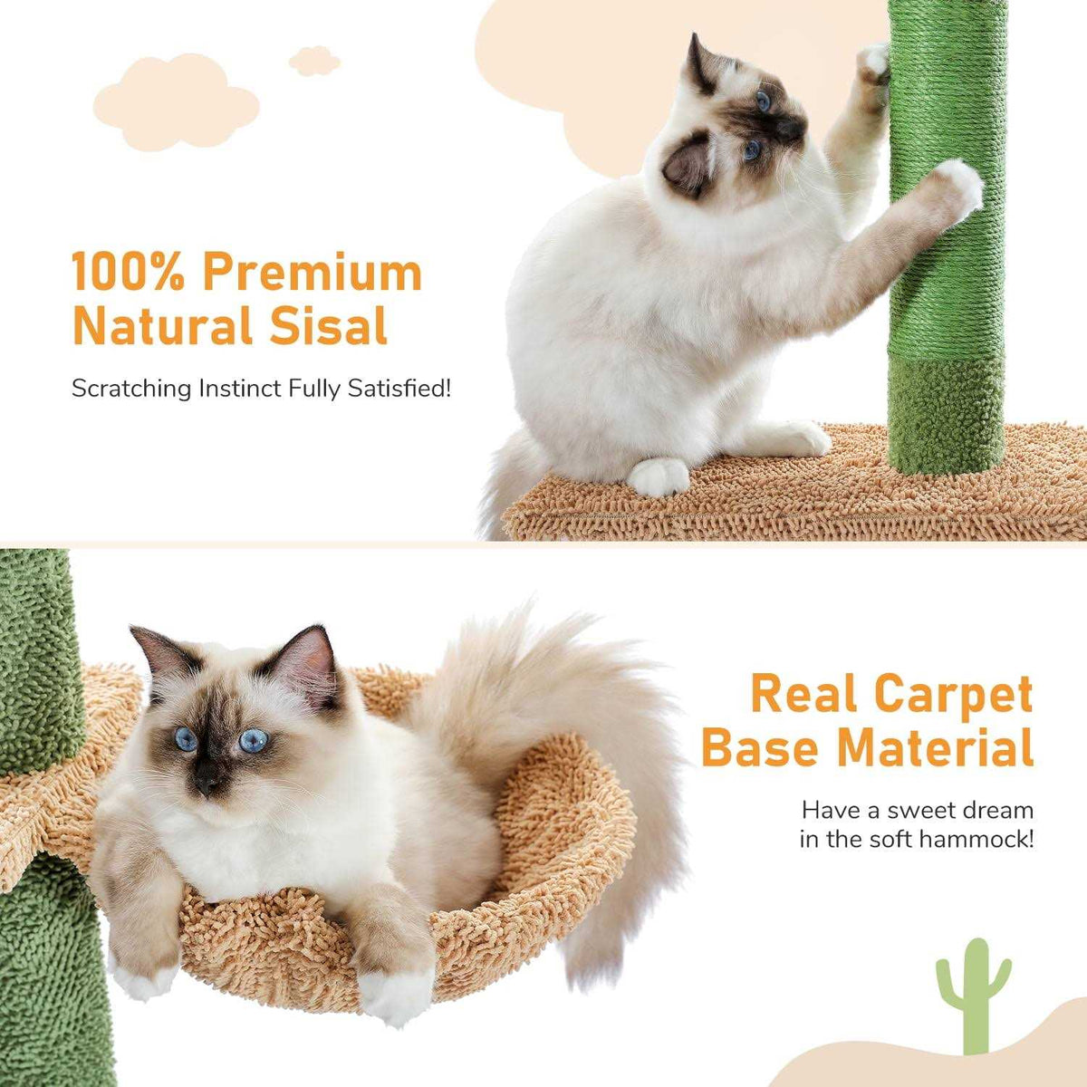 Cactus Cat Tree Floor to Ceiling Cat Tower with Adjustable Height R354664