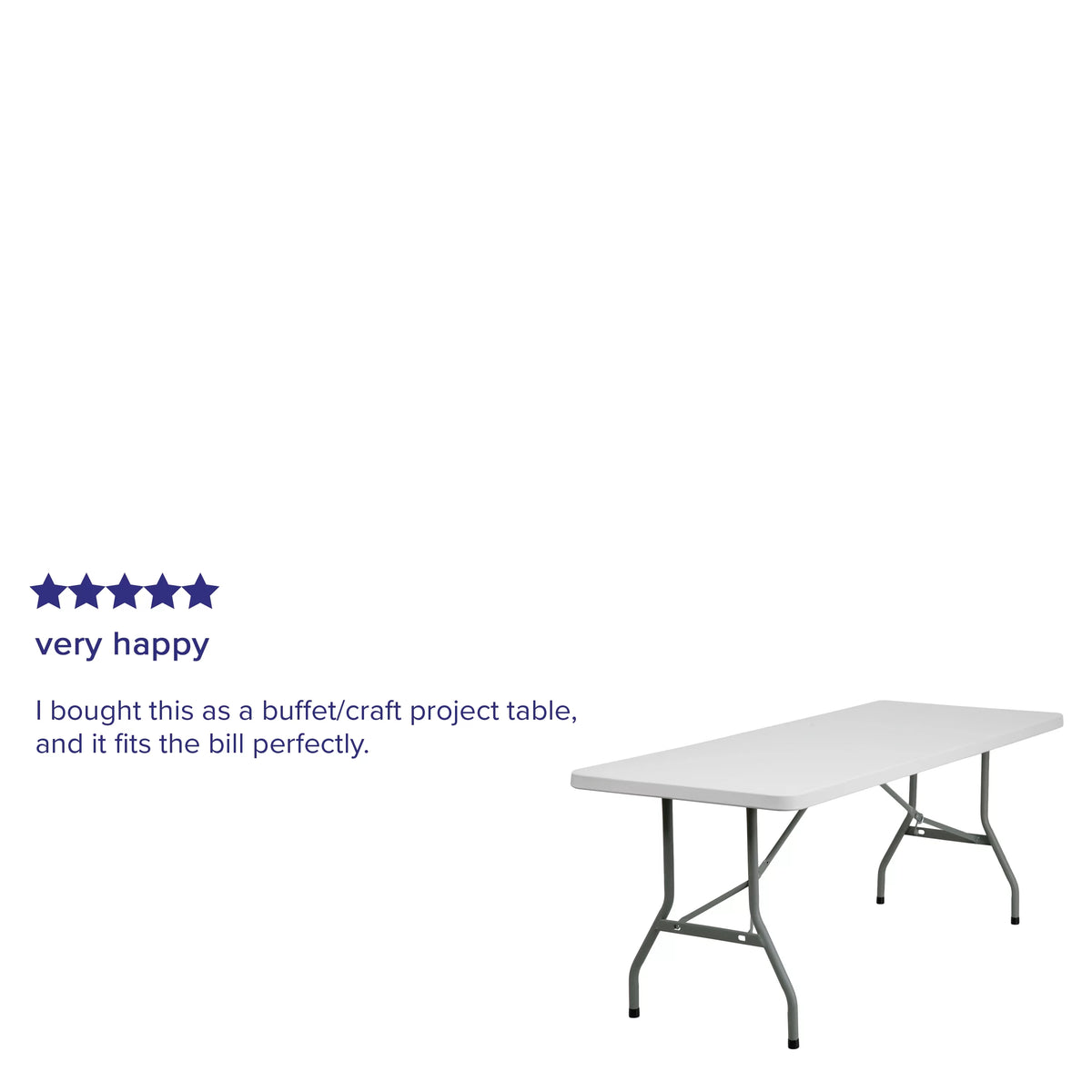 6-Foot Granite White Plastic Folding Table U22636