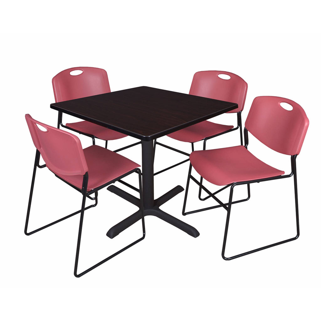 36x22 Square Breakroom Table with 4 Stack Chairs Y98305