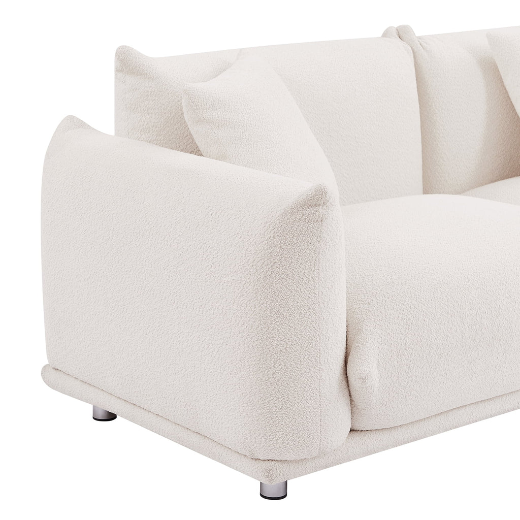 White Lambswool 4 Seat Sofa with 3 Pillows O16252