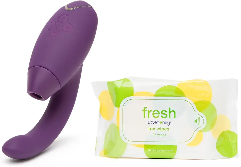 Dual Stimulation Clitoris Sucker and Body Wipes Sex Toys Bundle N61649