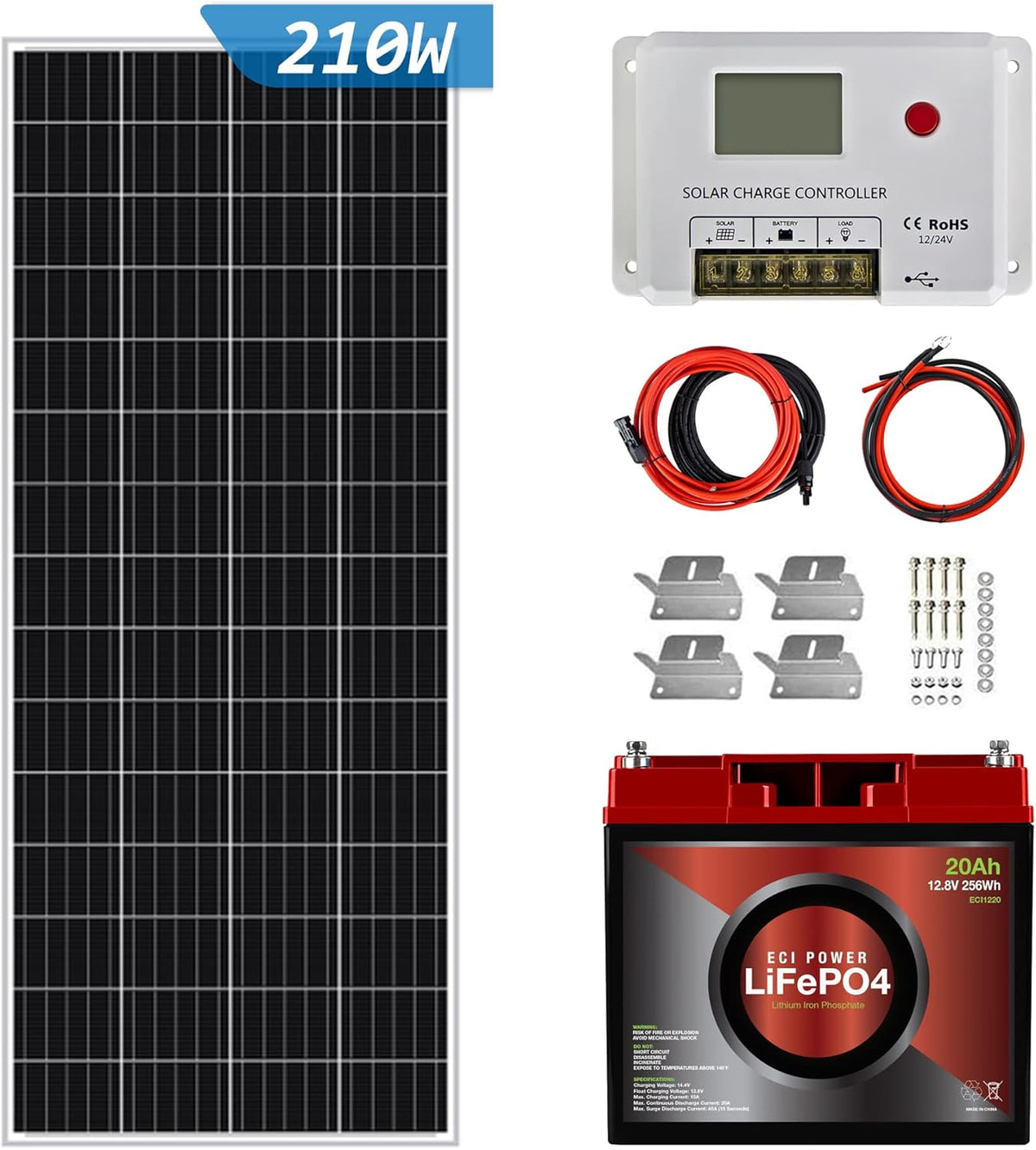 100W 12V Mono Rigid Solar Panel with 10A PWM Charge Controller G651284