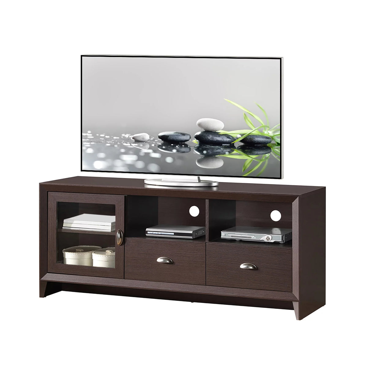55" Modern TV Stand with Storage, Wenge Brown B99116