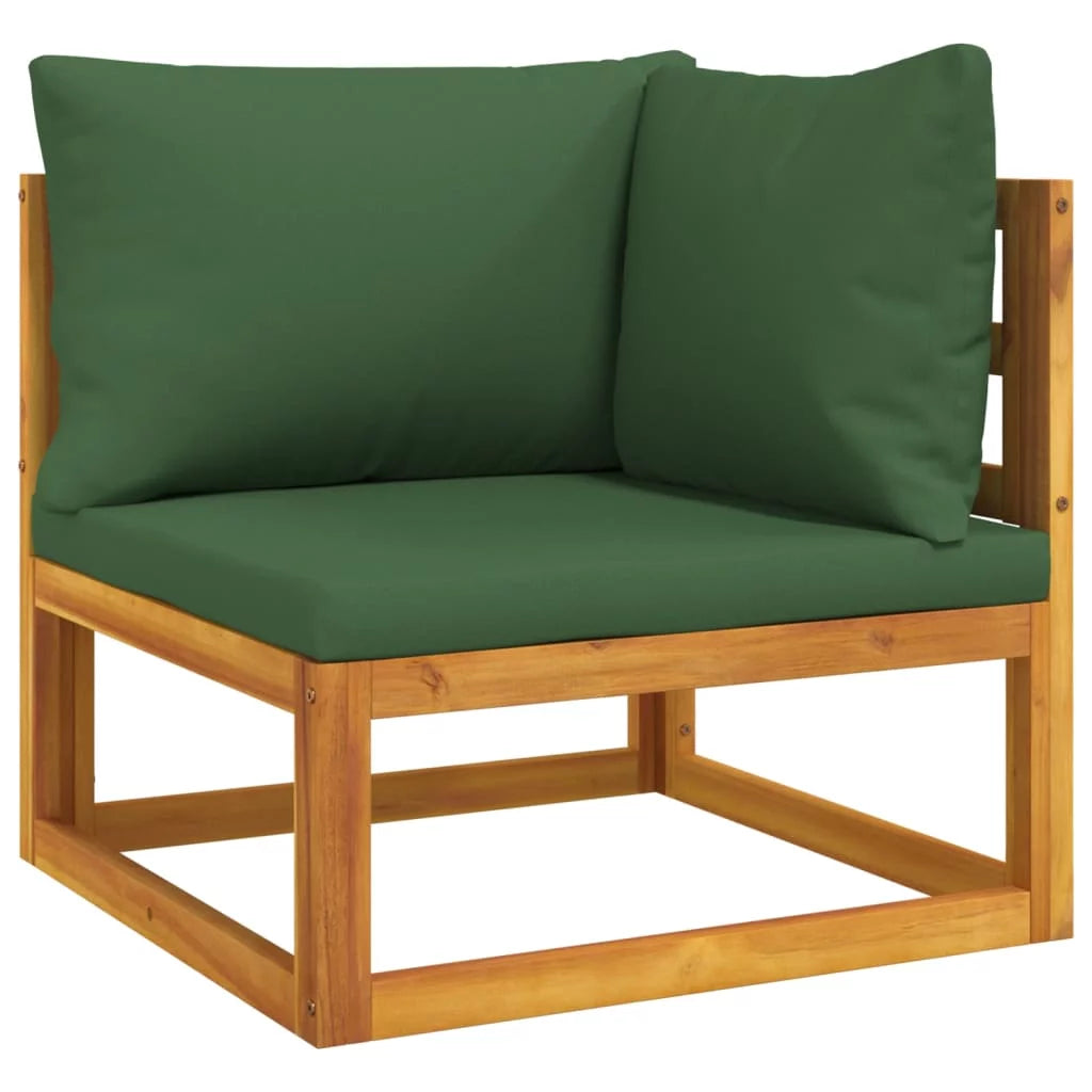 5 Piece Patio Set with Green Cushions Solid Wood D90381