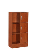 Cherry 3-Door 6-Shelf Bookcase J7437