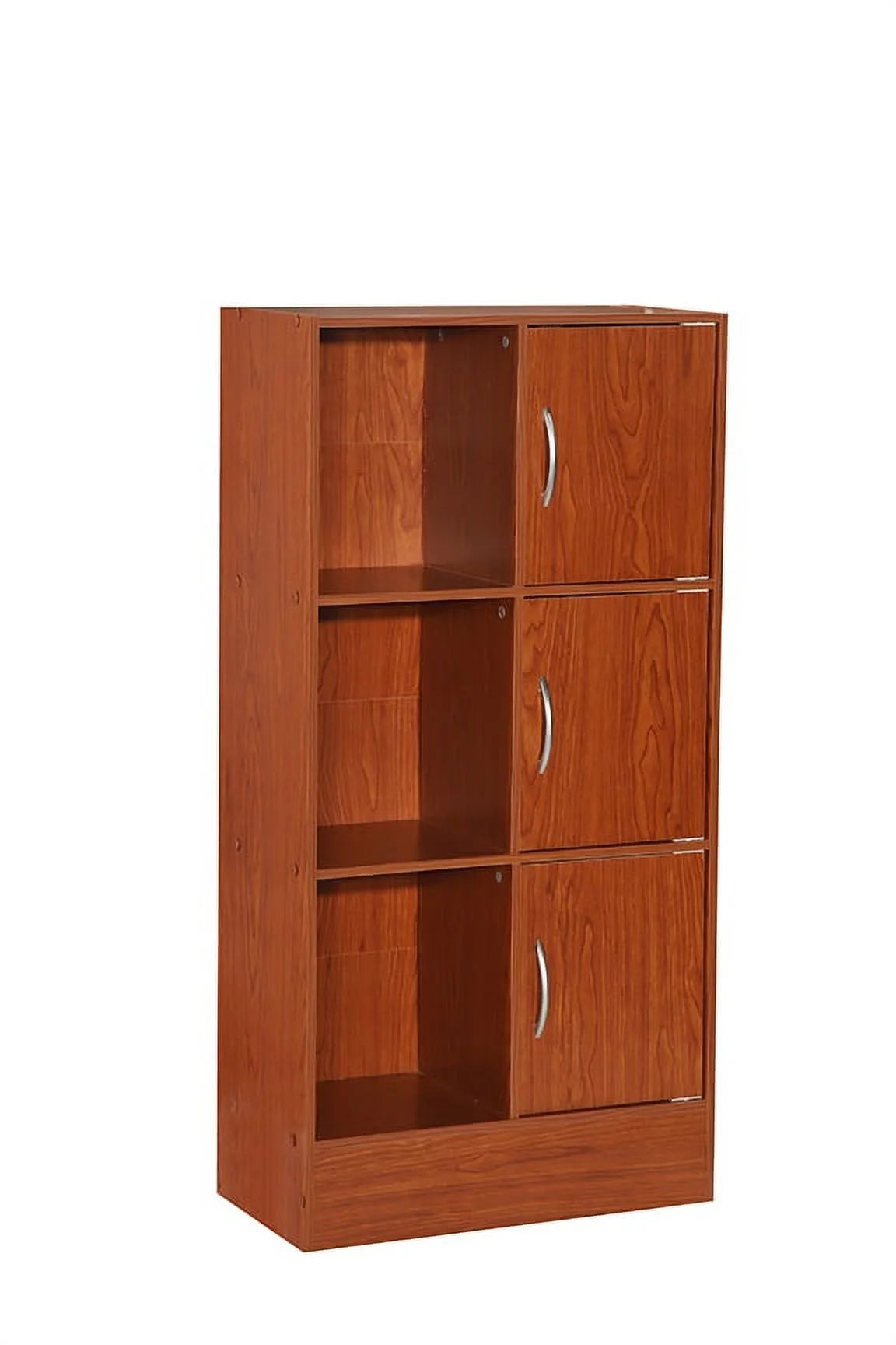 Cherry 3-Door 6-Shelf Bookcase J7437