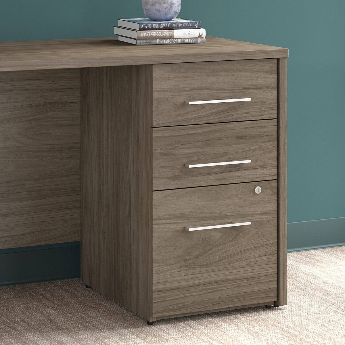 Modern Hickory 3-Drawer File Cabinet N947