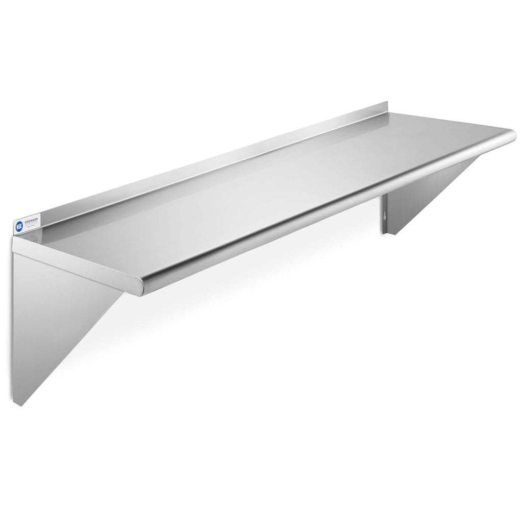 NSF Stainless Steel 12" x 48" Wall Mount Shelf with Backsplash Pack of 2 Y72378