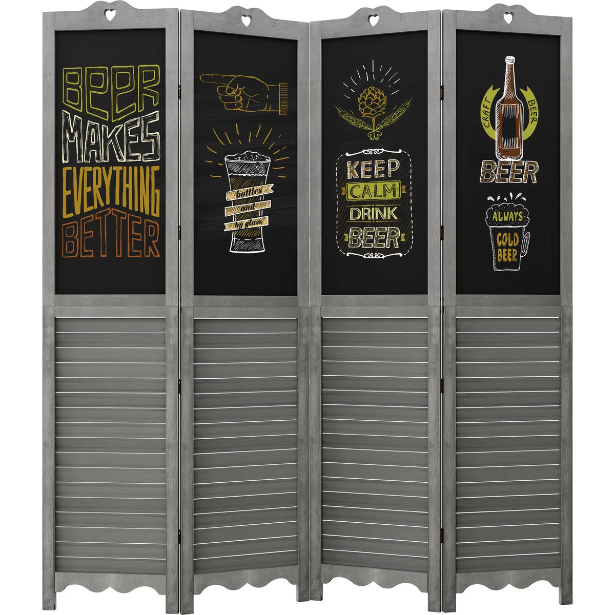 4 Panel Folding Room Divider with Chalkboard O417