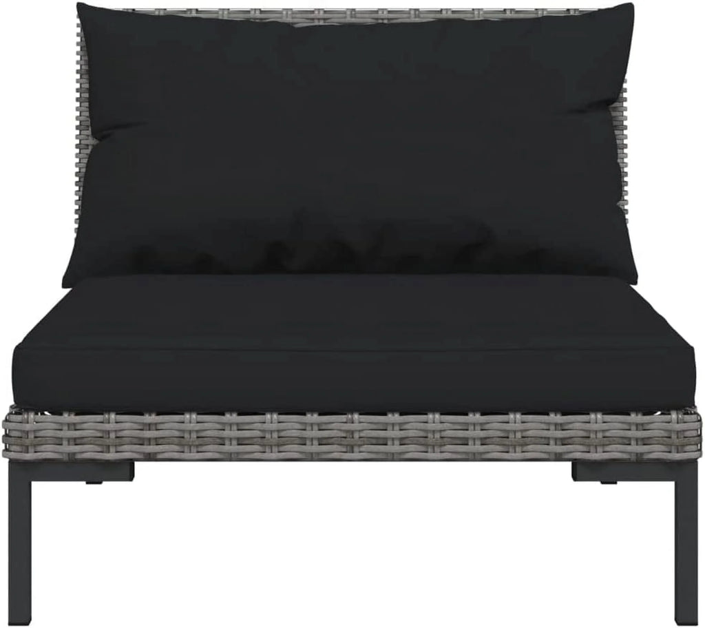 14 Piece Patio Lounge Set with Cushions Poly Rattan Dark Gray O48903