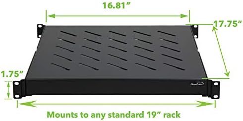 1U 19-Inch Fixed 4-Post Rack Mount Server Shelf Black Pack of 2 V926