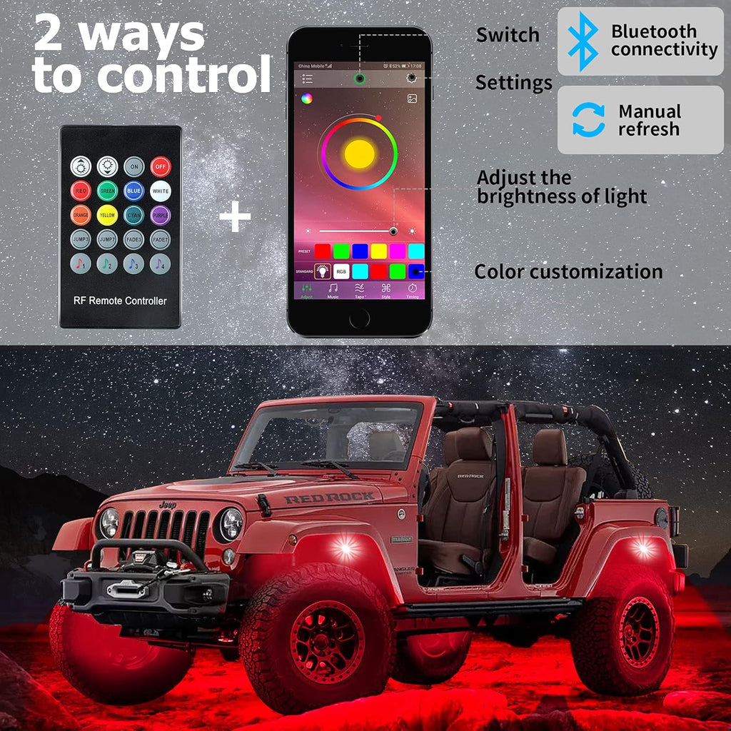 8 Pods Waterproof RGBW LED Car Underglow Light Kit S9665