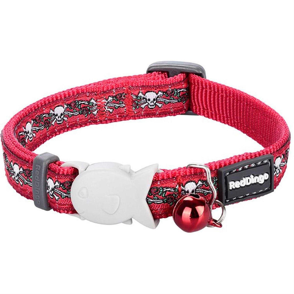 Red Dingo Cat Collar Skull & Roses Red U92377