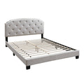 Twin Bed with Button Tufted Scalloped Headboard, Light Brown Y84139