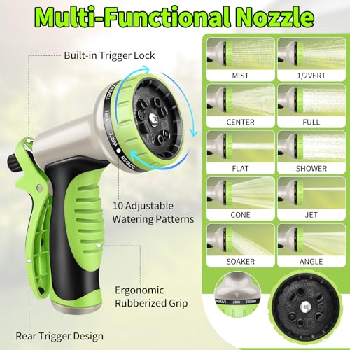 50FT Stainless Steel Heavy Duty Garden Hose with 10 Function Nozzle D49841
