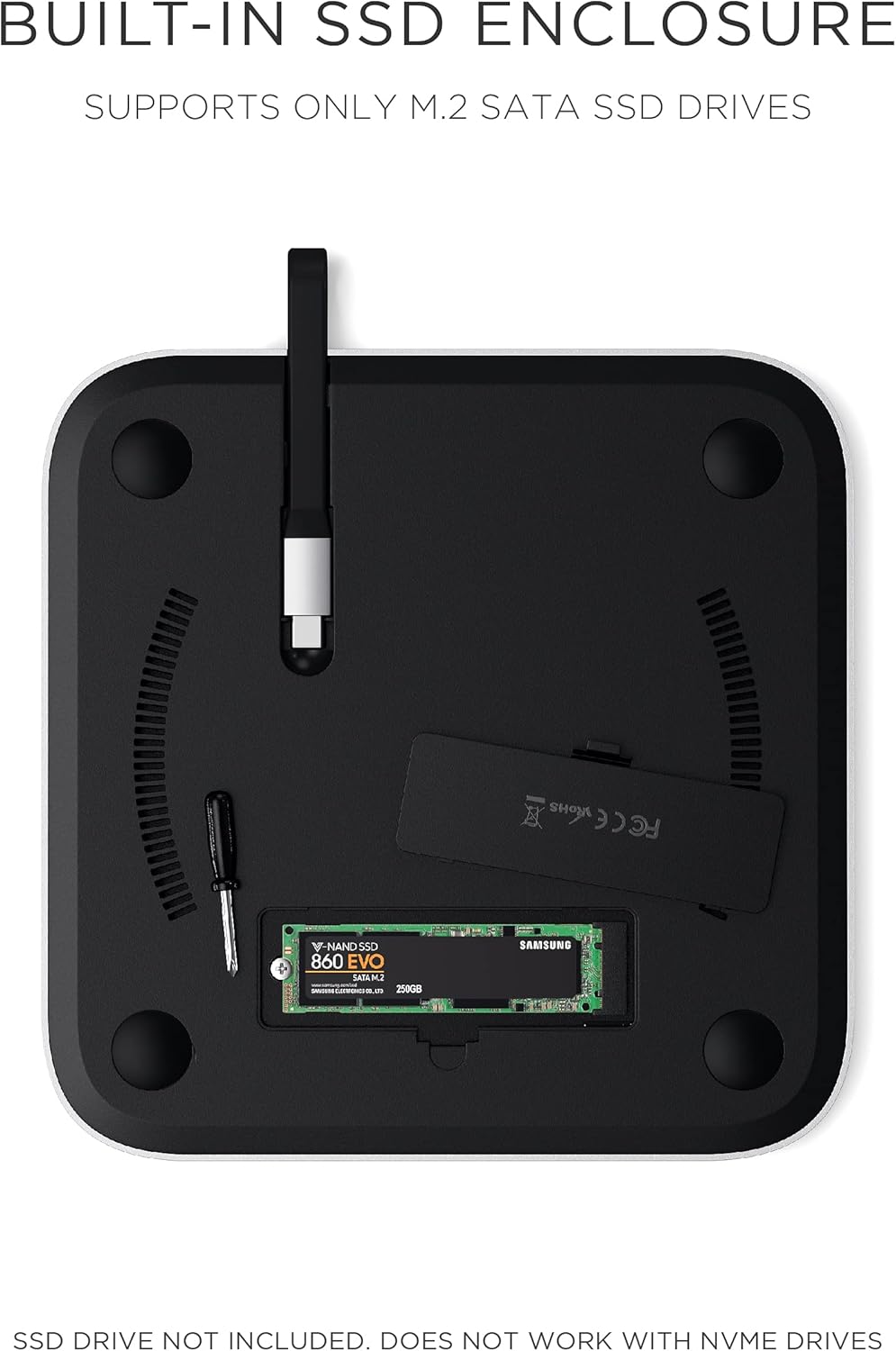 Silver USB-C Stand & Hub with SSD Enclosure K13924