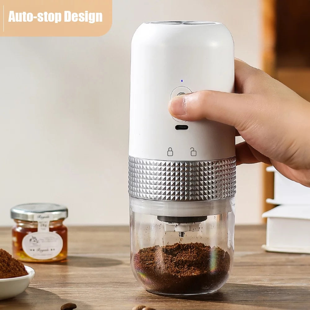 Portable Electric Burr Coffee Grinder 13W 200ml USB Rechargeable Adjustable Cordless X666550