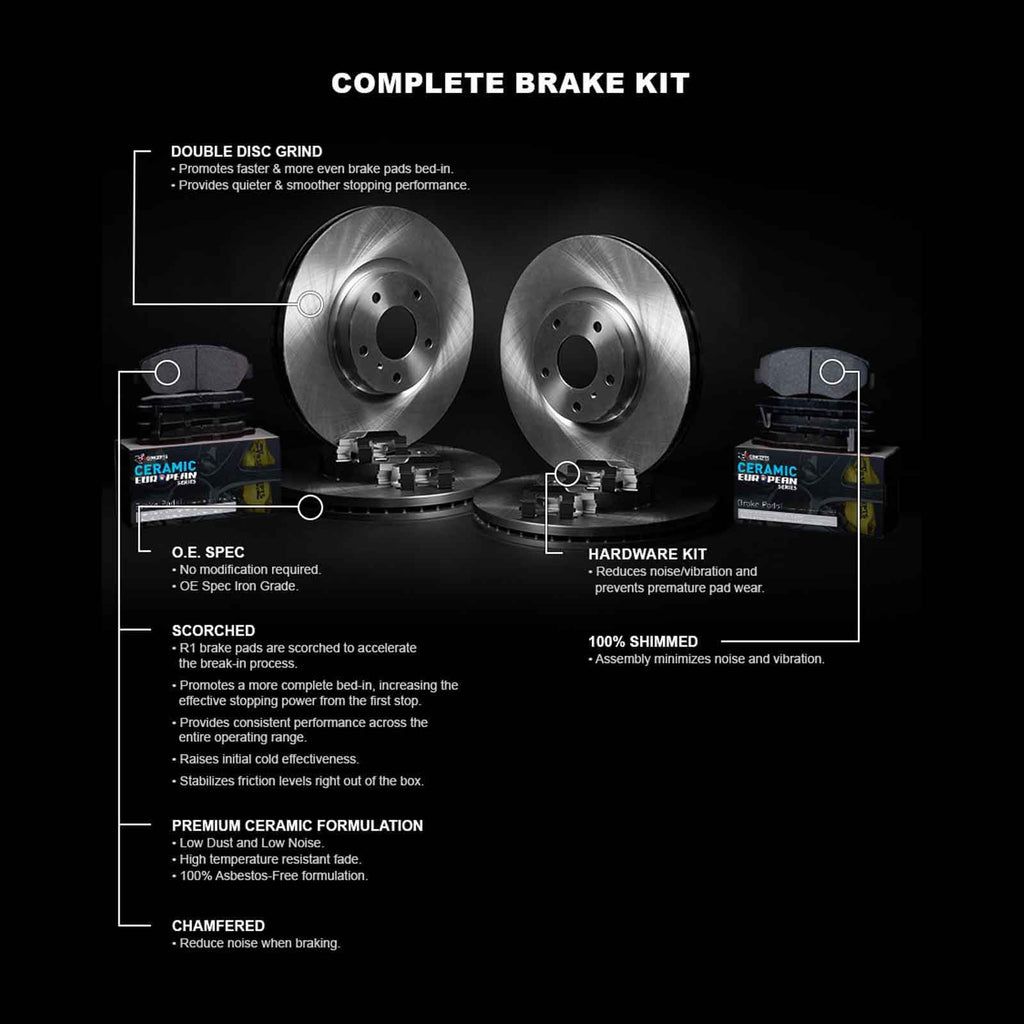 Front Rear Ceramic Brake Pads and Rotors Kit D21978