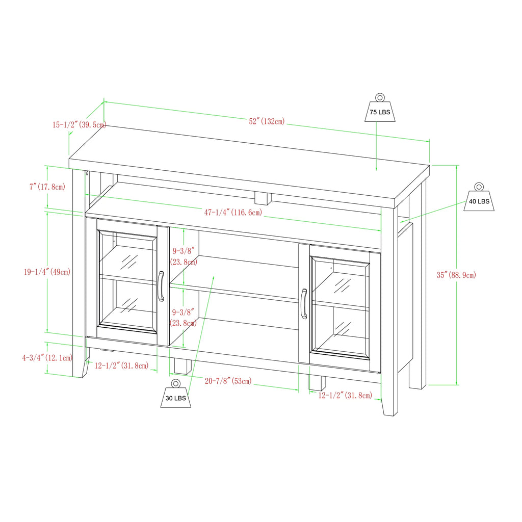 Grey Wash Glass Door Tall Buffet TV Stand J8593