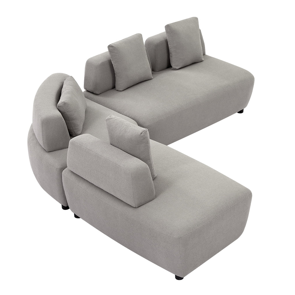 Gray 3-piece Sectional Sofa with 4 Pillows D480517