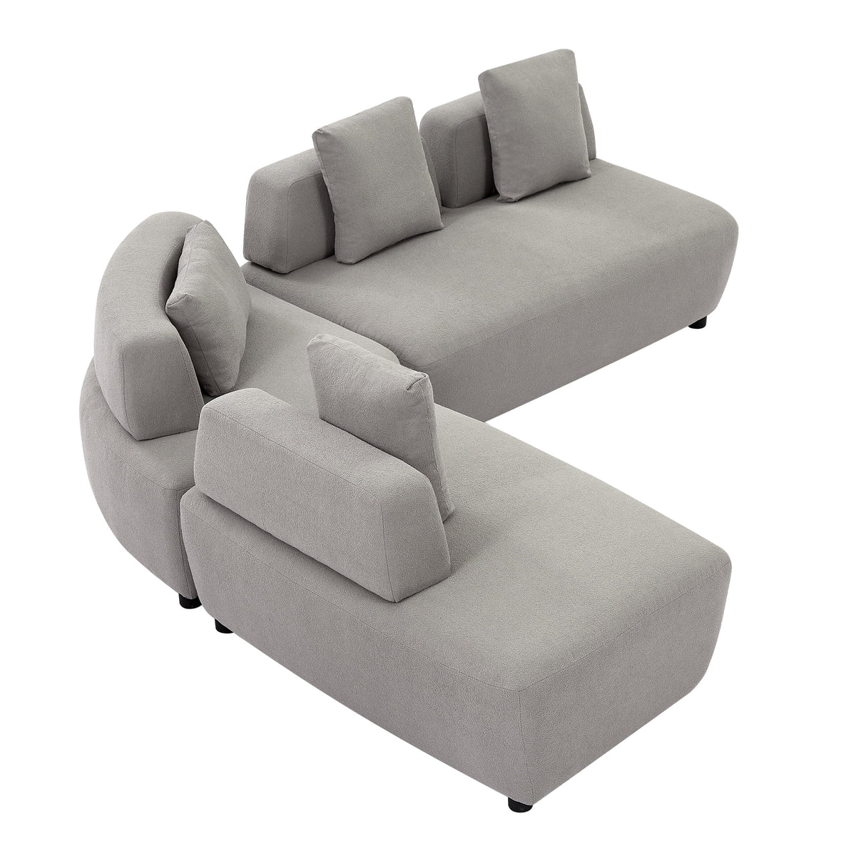 Gray 3-piece Sectional Sofa with 4 Pillows D480517