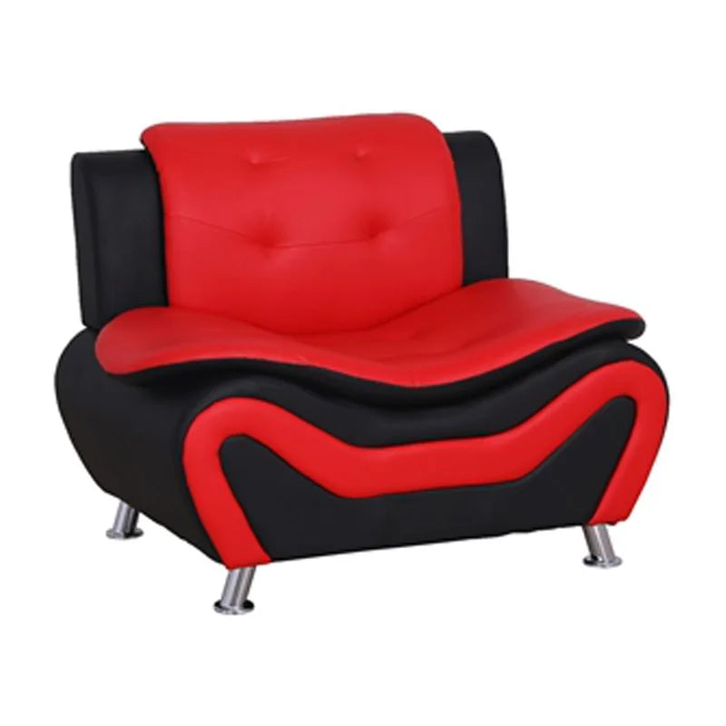 2-Piece Set with Sofa and Club Chair in Black & Red C22969