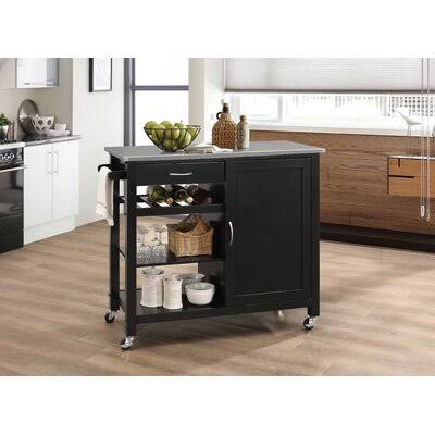 Black/Stainless Steel Kitchen Cart K65743