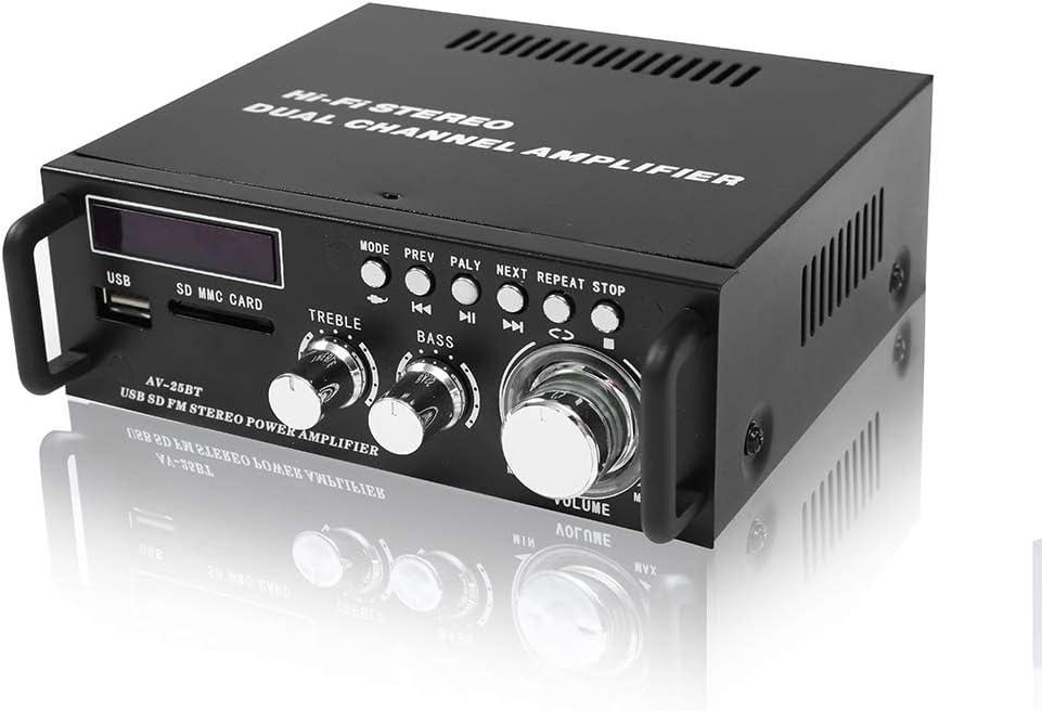Wireless Bluetooth 5.0 Stereo Amplifier System, 200W Dual Channel Audio Receiver with Remote Control, Pack of 2 A439047