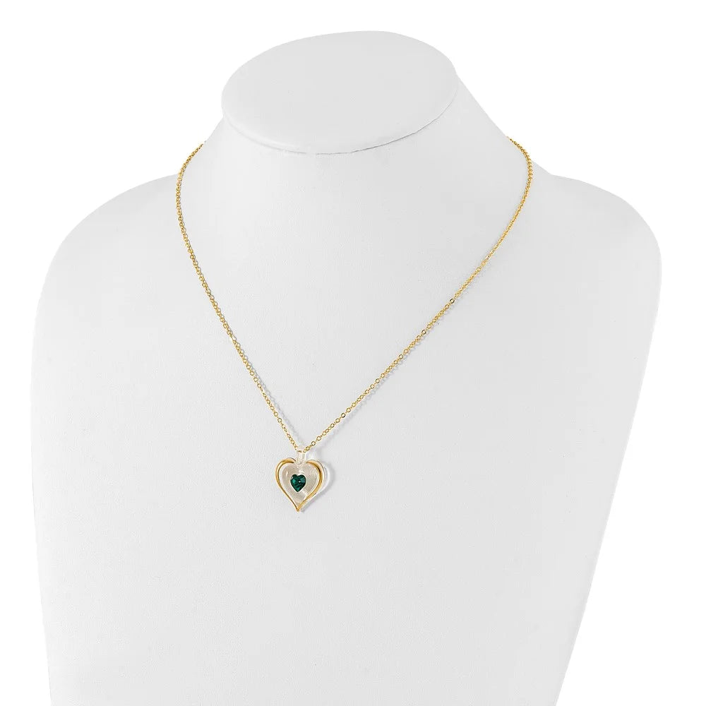 Glass Heart 18 inch Gold-tone Necklace A803383