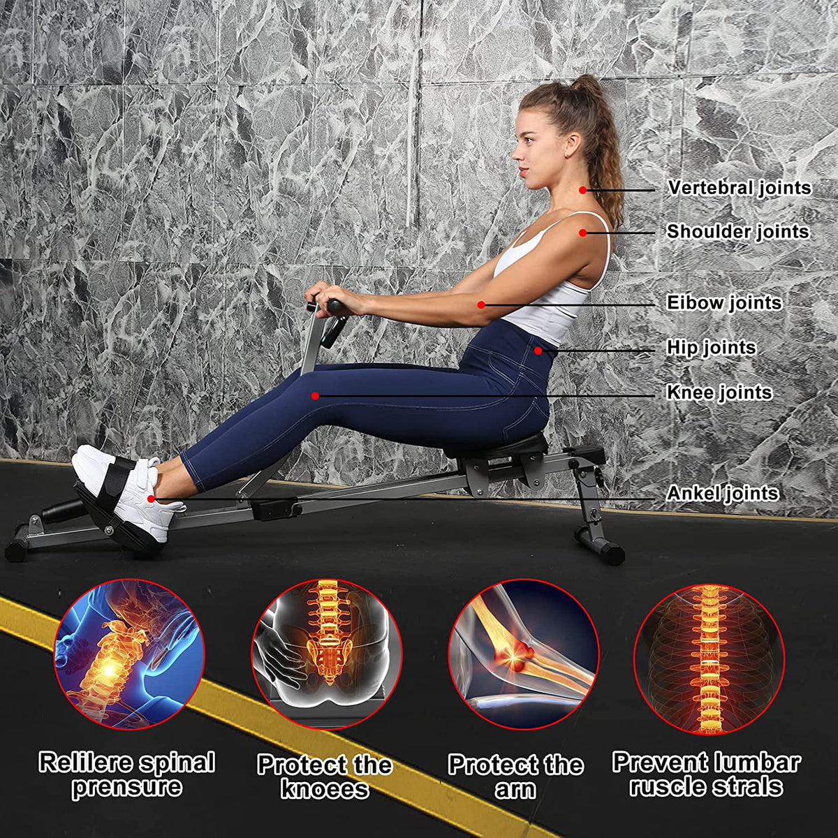 Rowing Machine with Digital Monitor Black B618