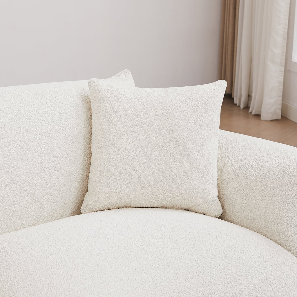 White Lambswool 4 Seat Sofa with 3 Pillows O16252