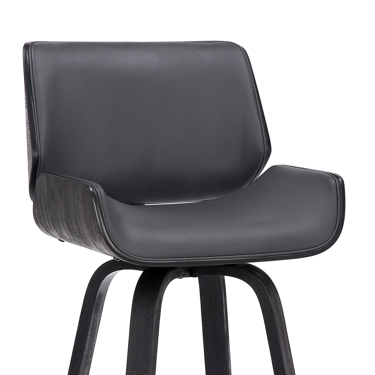 Faux Leather Wood Swivel Counter Stool in Gray/Black W363