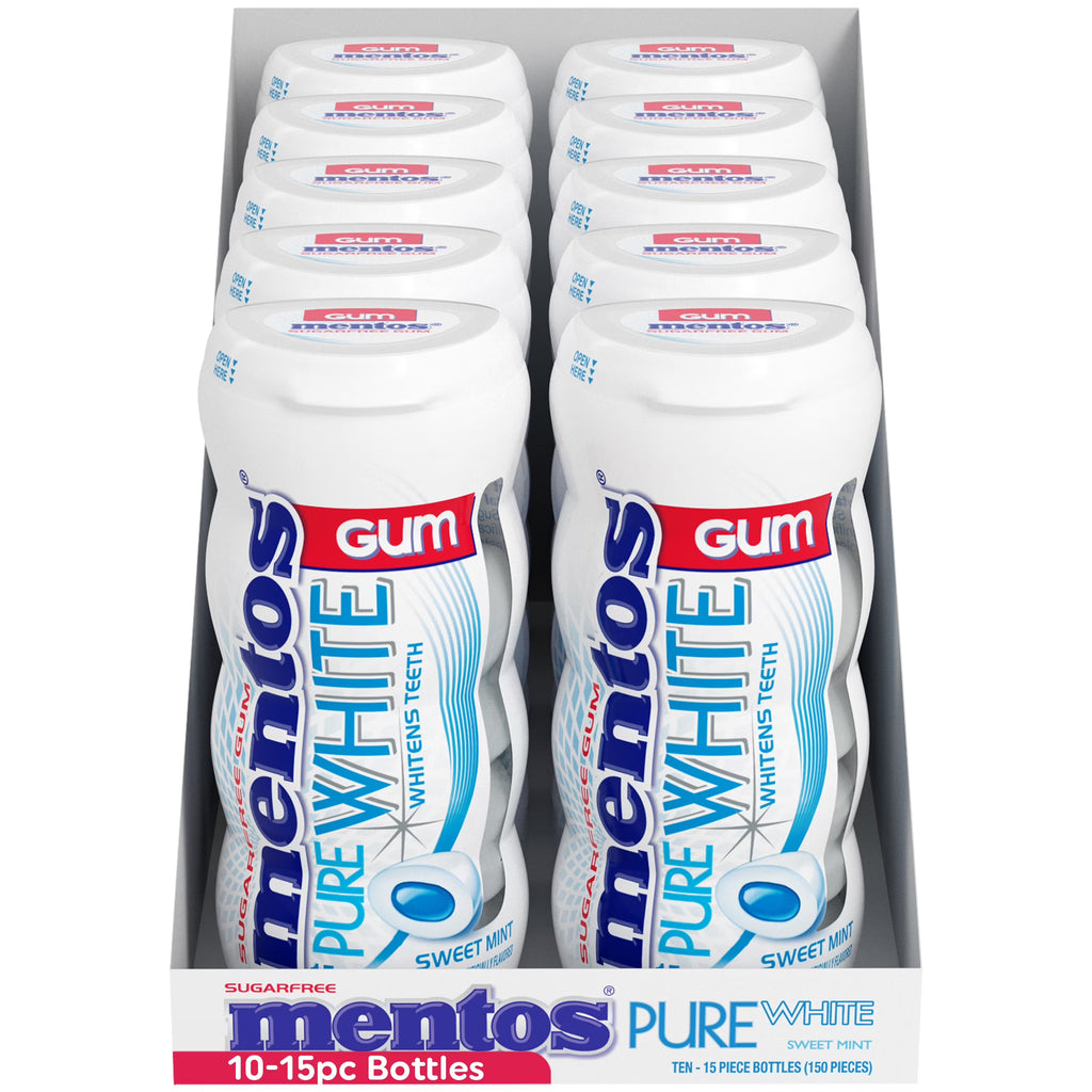 Mentos Pure White Gum Sweet Mint 15 Piece Bottle P820