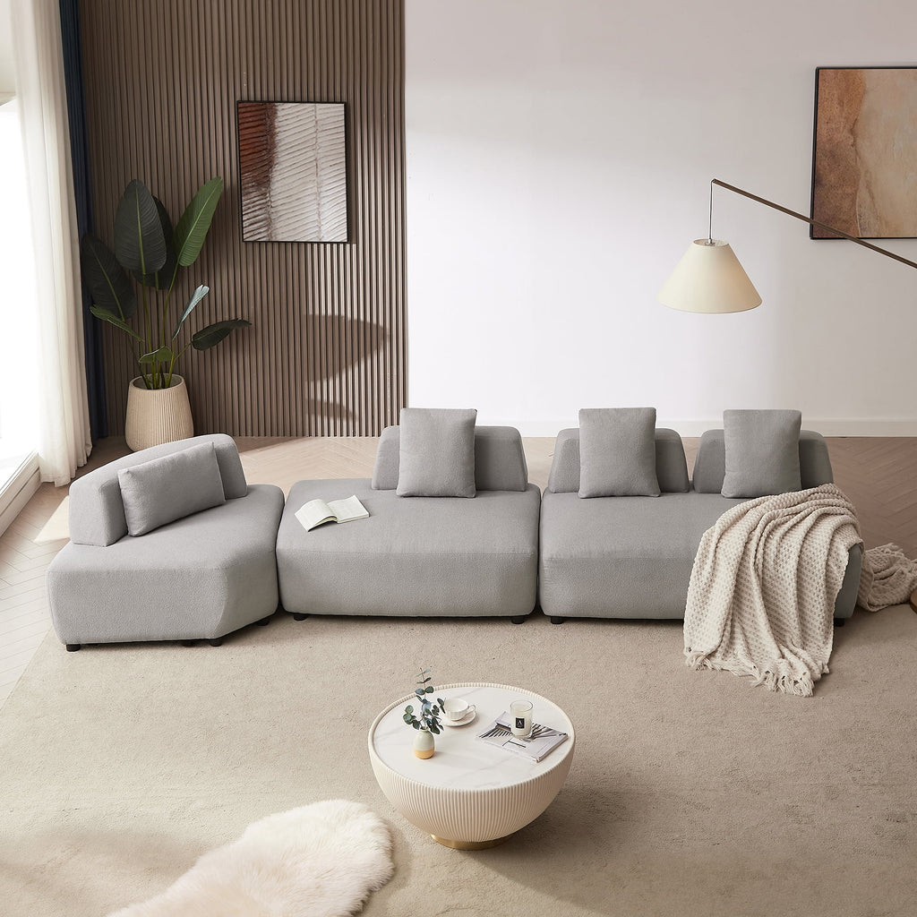 Gray 3-piece Sectional Sofa with 4 Pillows D480517