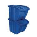 Blue 2 Pack Stackable Recycling Bin Containers with Lids F4148