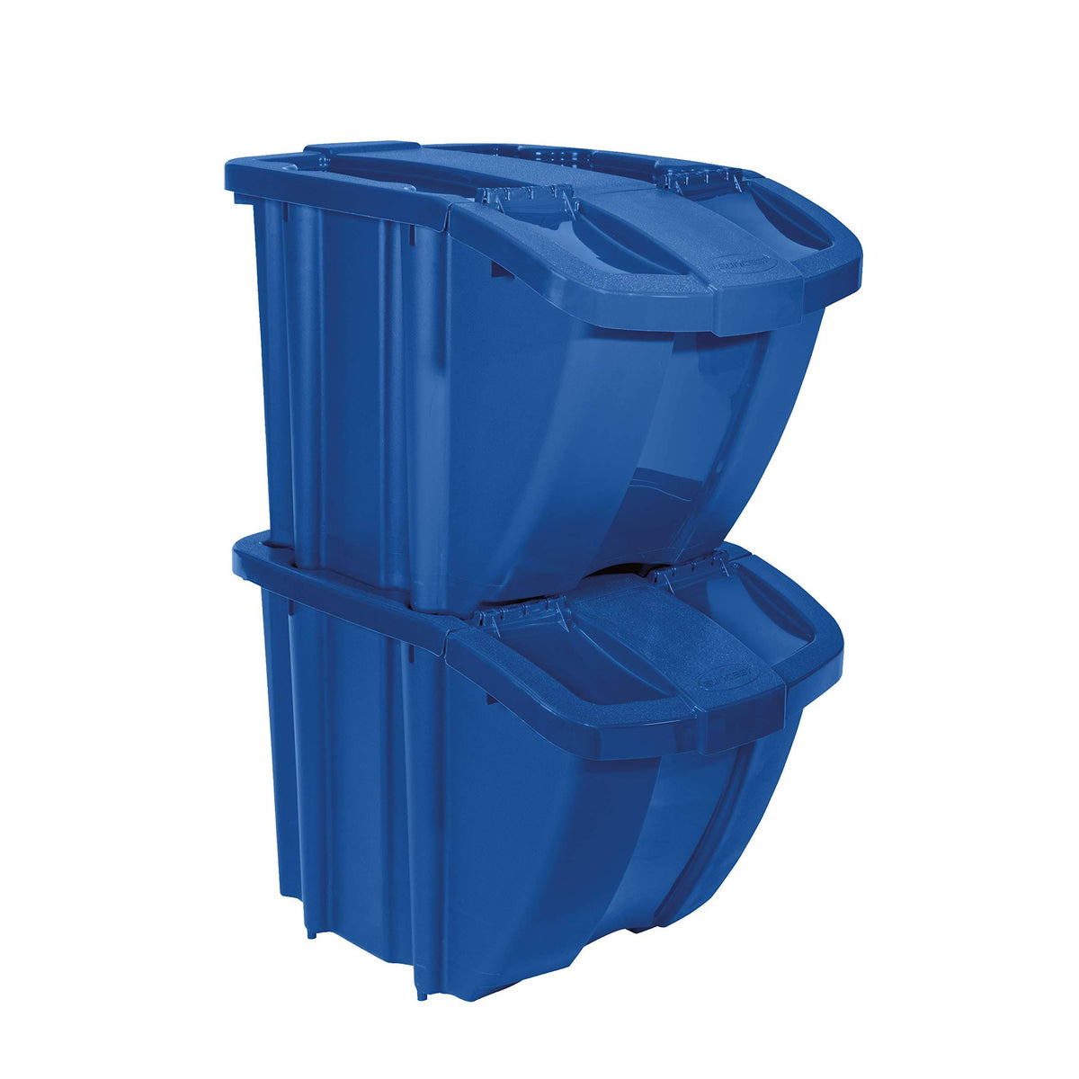 Blue 2 Pack Stackable Recycling Bin Containers with Lids F4148
