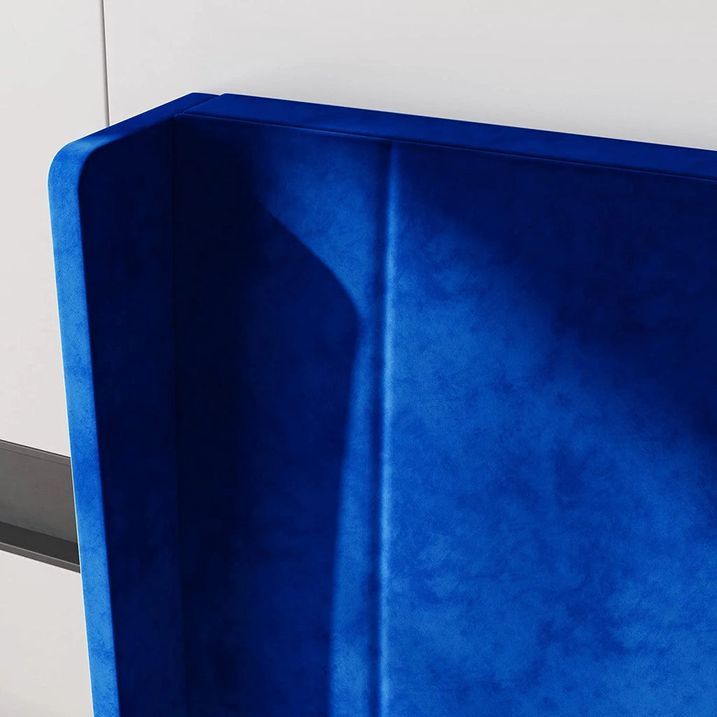 Navy Blue Velvet Upholstered Platform Bed Full F55168