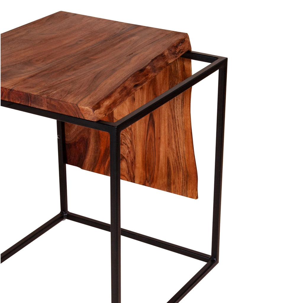 21 Inch Solid Acacia Wood Live Edge Side Table B18474