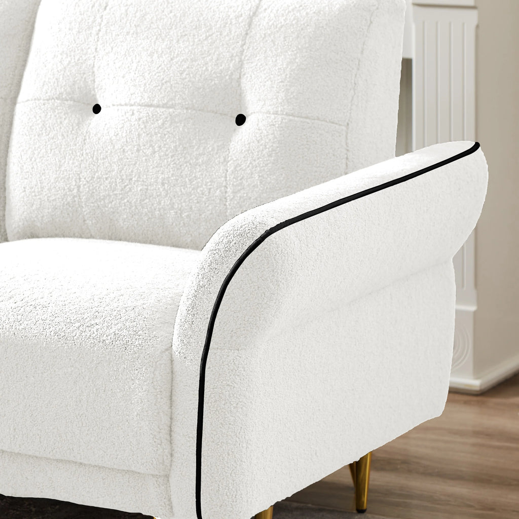 Sherpa Fabric White Loveseat Sofa K2525